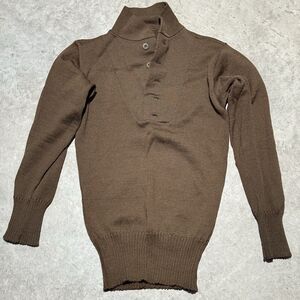 Vtg Perfect Knitting Mills Sweater Medium 80s Army USGI Five Button Wool Henley